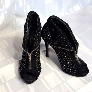 Velvet studded heels